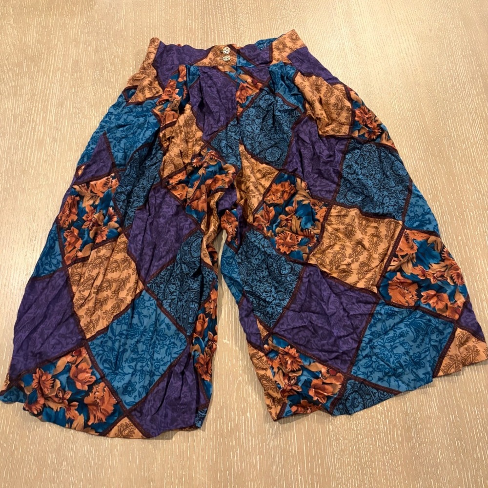 Vintage Intriguing Threads Women's Size 8 Patchwork Wide Leg Culotte Pants